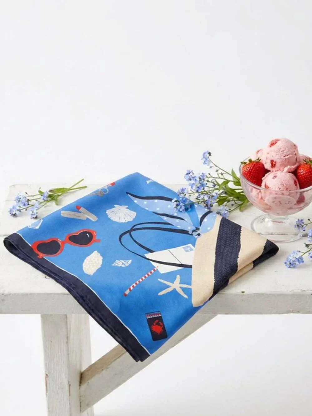 Kate Spade New York Wild Cornflower Purse Print Silk Scarf 36